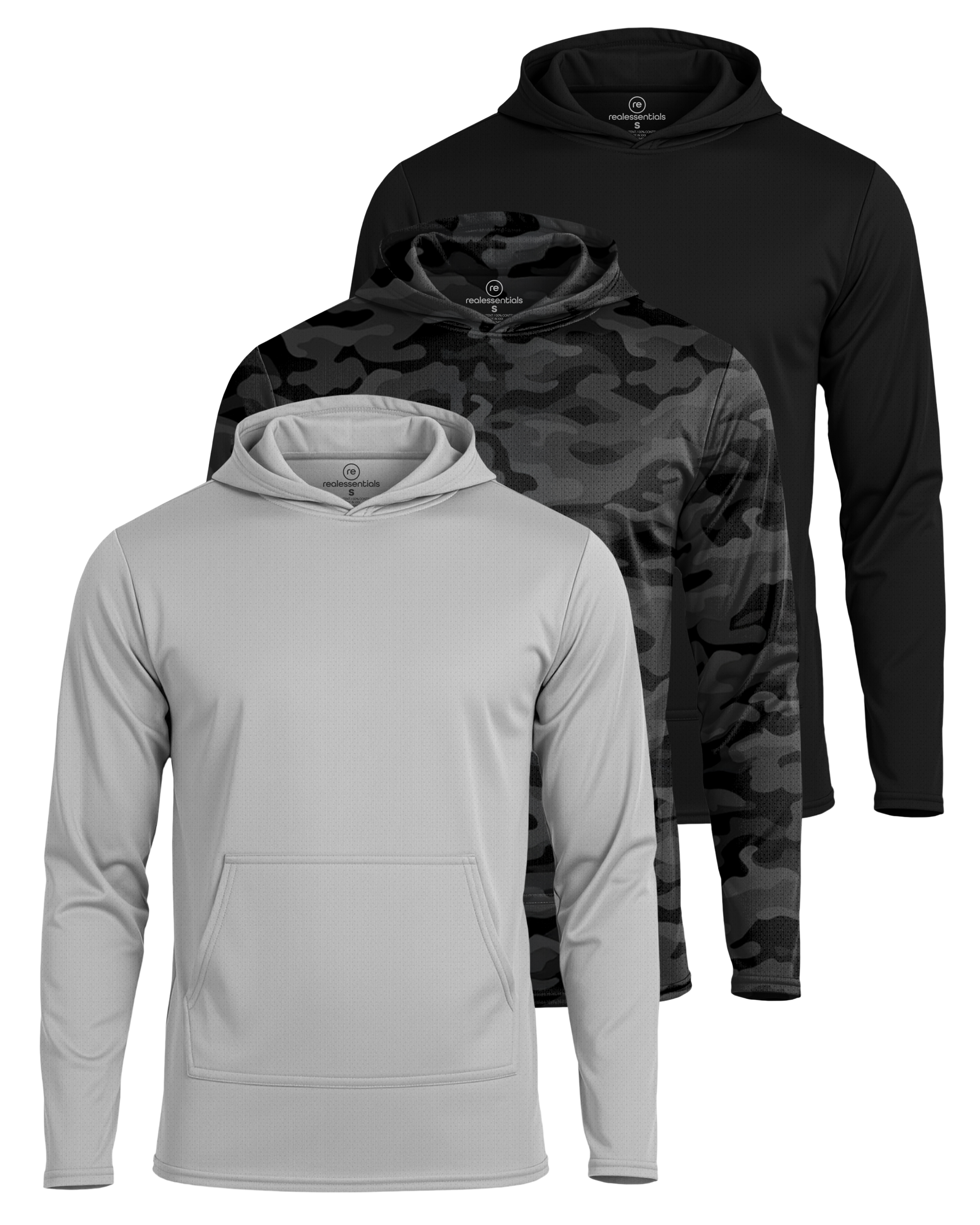 3 Pack: Mens Mesh Pullover Hoodie
