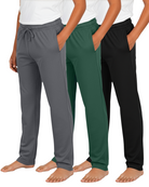 Real Essentials 3 Pack Boys' Pajama Sweatpants Joggers Open Bottom Kids Teens PJs Sweats - Set 6