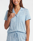 Real Essentials 2 Pack Women's Pajama Sets Lounge Set 2 Piece Button Up PJ Sleepwear Ladies - Soft Chambray Flowers, Orchid Petal Stripe