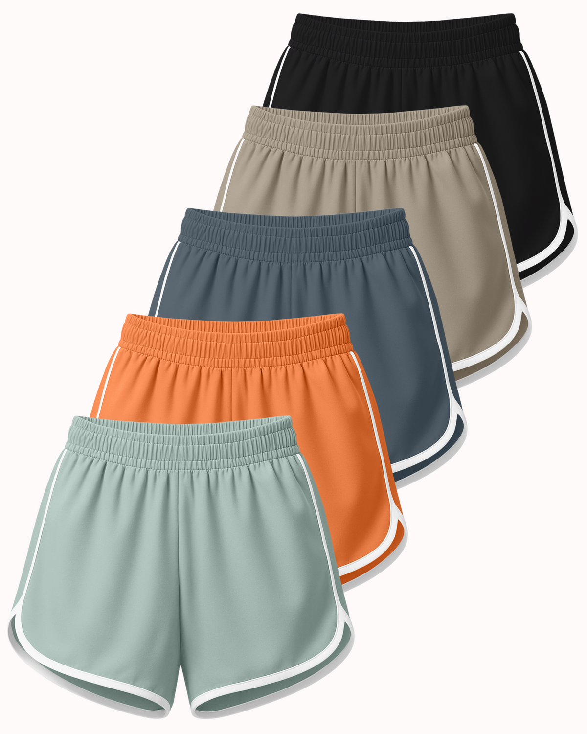 Real Essentials 5 Pack Women's Dry Fit Dolphin Shorts Athletic Running Workout Gym Hiking - Set 7
