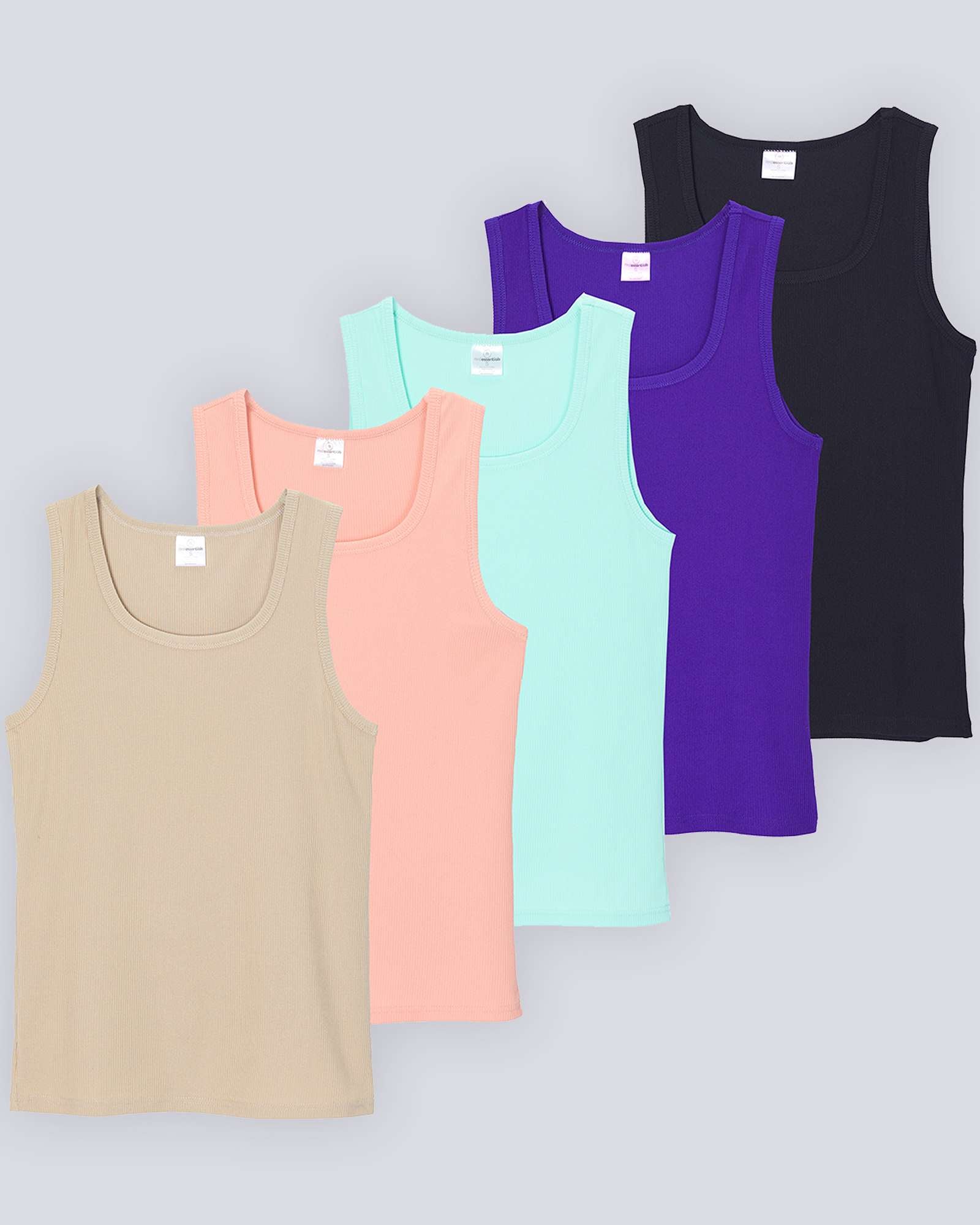 5 Pack: Women's Ribbed Sleeveless Tank Top - Yoga Casual Tops