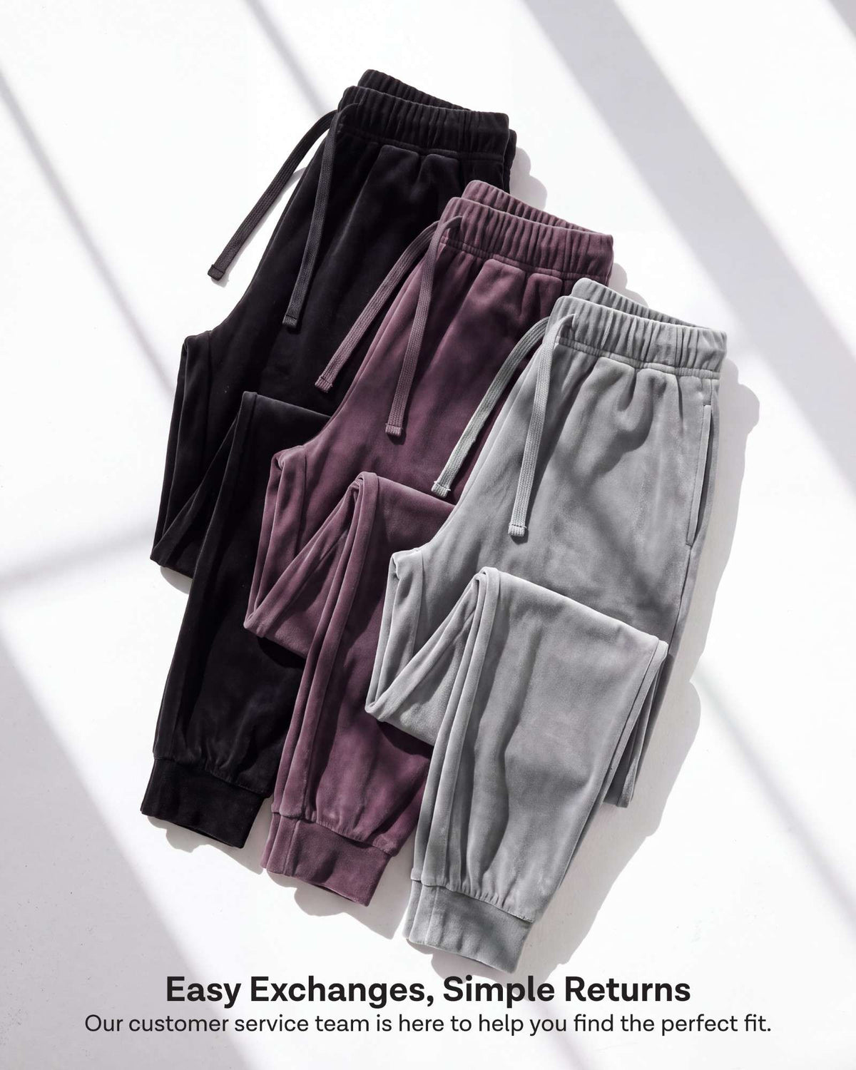 Real Essentials 3 Pack Women Velour Velvet Joggers Sweatpants Pants Cozy Lounge Pull On - Solid Black, Solid Orchid Petal, Solid Ballad Blue