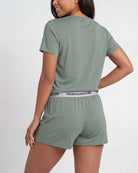 Real Essentials 2 Pack Women's Pajama Sets 2 Piece Boxy Tee Sleep Shorts PJs Sleepwear Cute - Charcoal Heather, Solid Iceberg Green