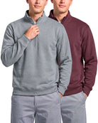 Real Essentials 2 Pack Mens Fleece Sweatshirt Sweater Half Zip Pullover Long Sleeve Casual - Solid Burgundy, Grey Heather