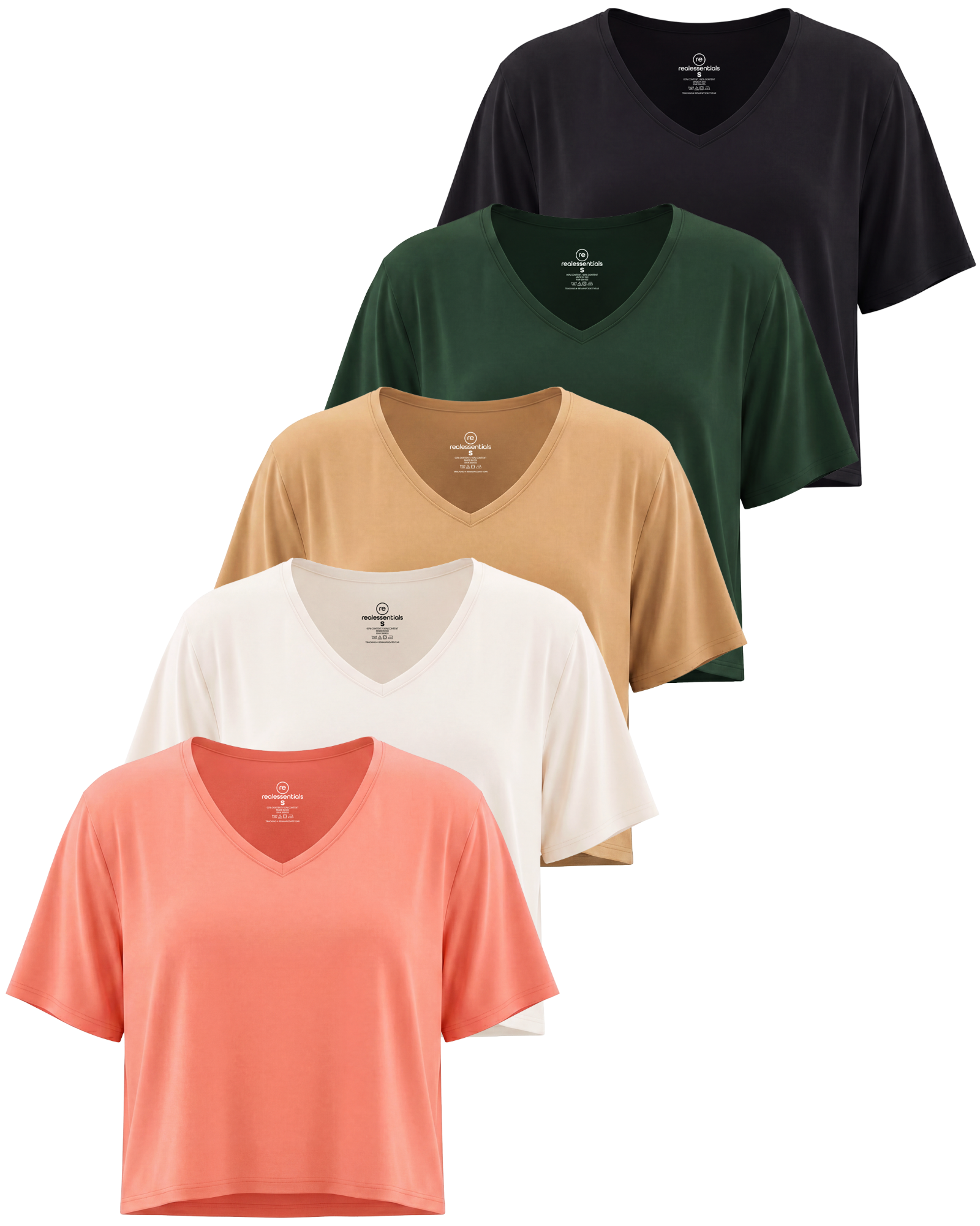 5 Pack: Women's Dry-Fit Short Sleeve V-Neck Crop Top