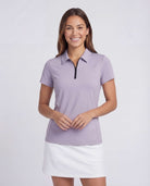 Real Essentials 3 Pack Women's Dry Fit Golf Polo Shirts with Zipper Short Sleeve Collared - Solid Black, Solid Plum Perfect, Solid Orchid Petal