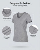 Real Essentials 5 Pack Womens Dry Fit V Neck Workout Tops Athletic T Shirts Gym Yoga Tees - Set 5