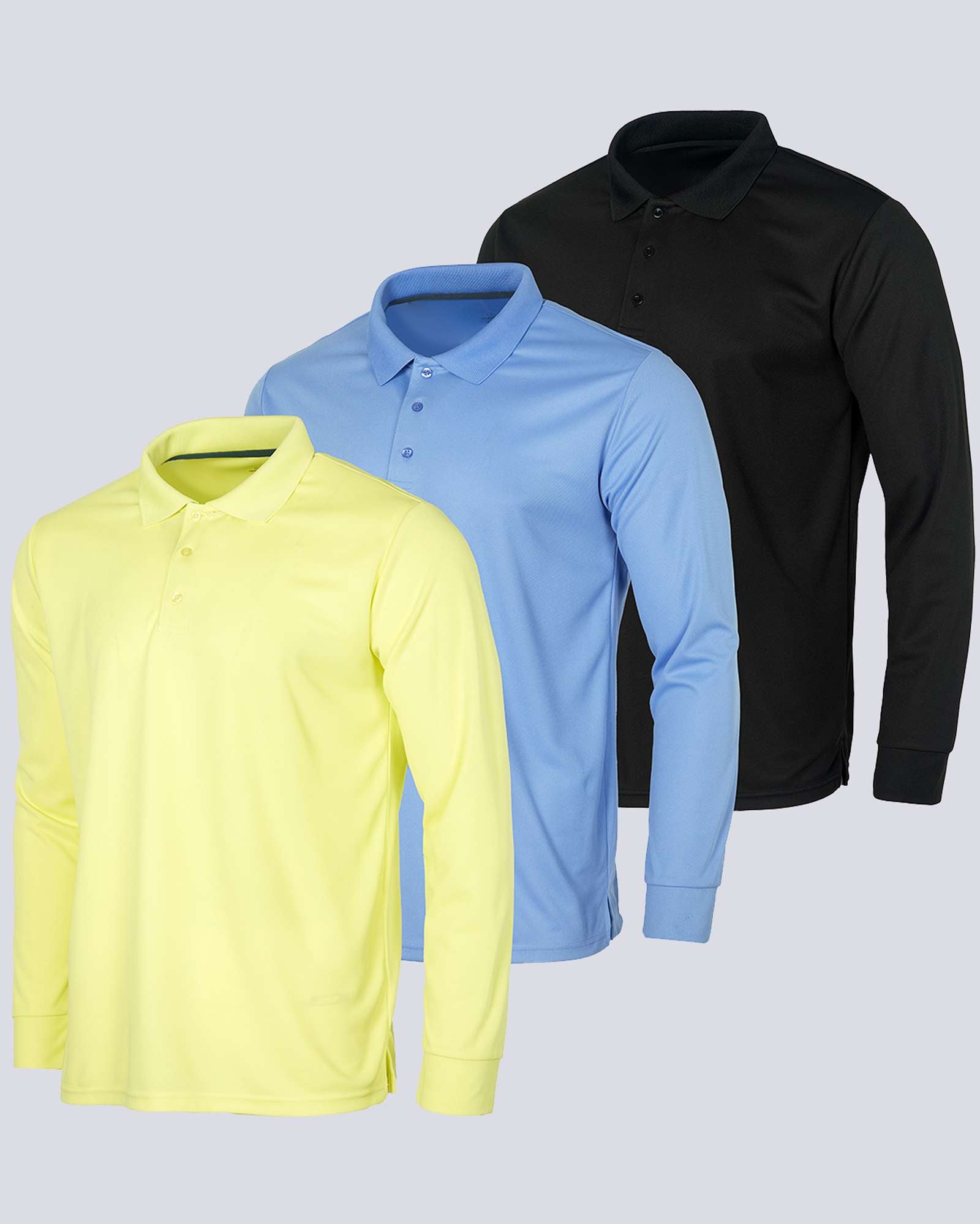 3 Pack: Mens Active Performance Polo Shirt
