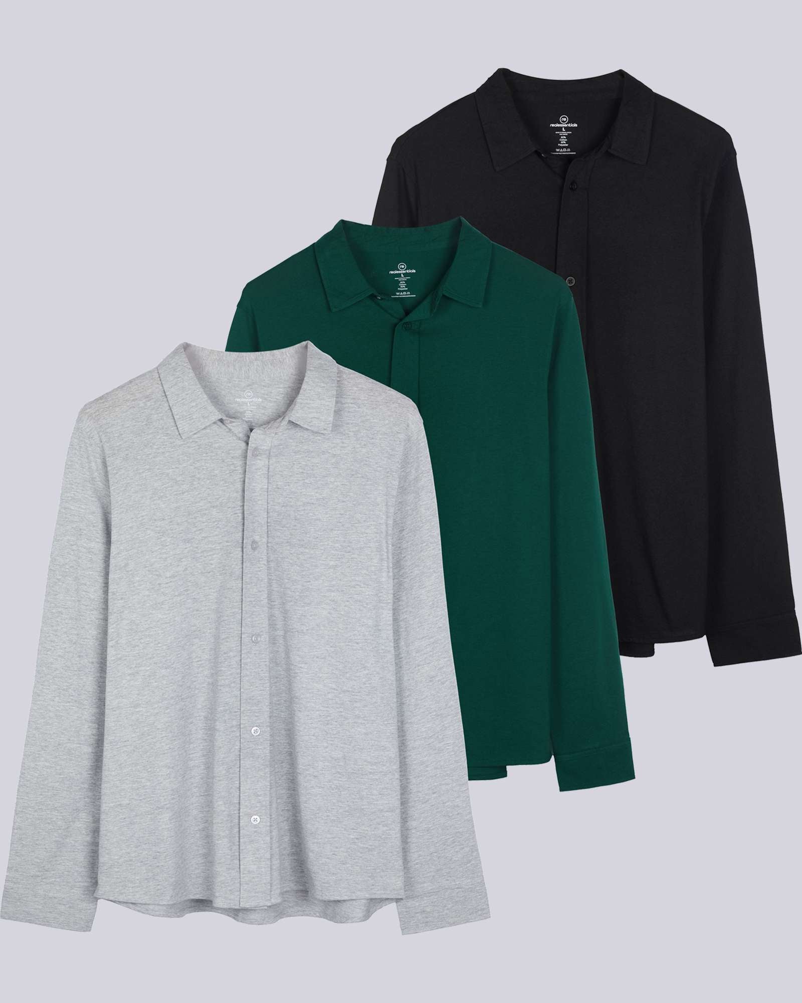 3 Pack: Men's Long Sleeve Button Down Shirt