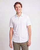 Real Essentials 3 Pack Men's Cotton Short Sleeve Button Down Casual Work Shirt Button Up - SOLID BRIGHT WHITE