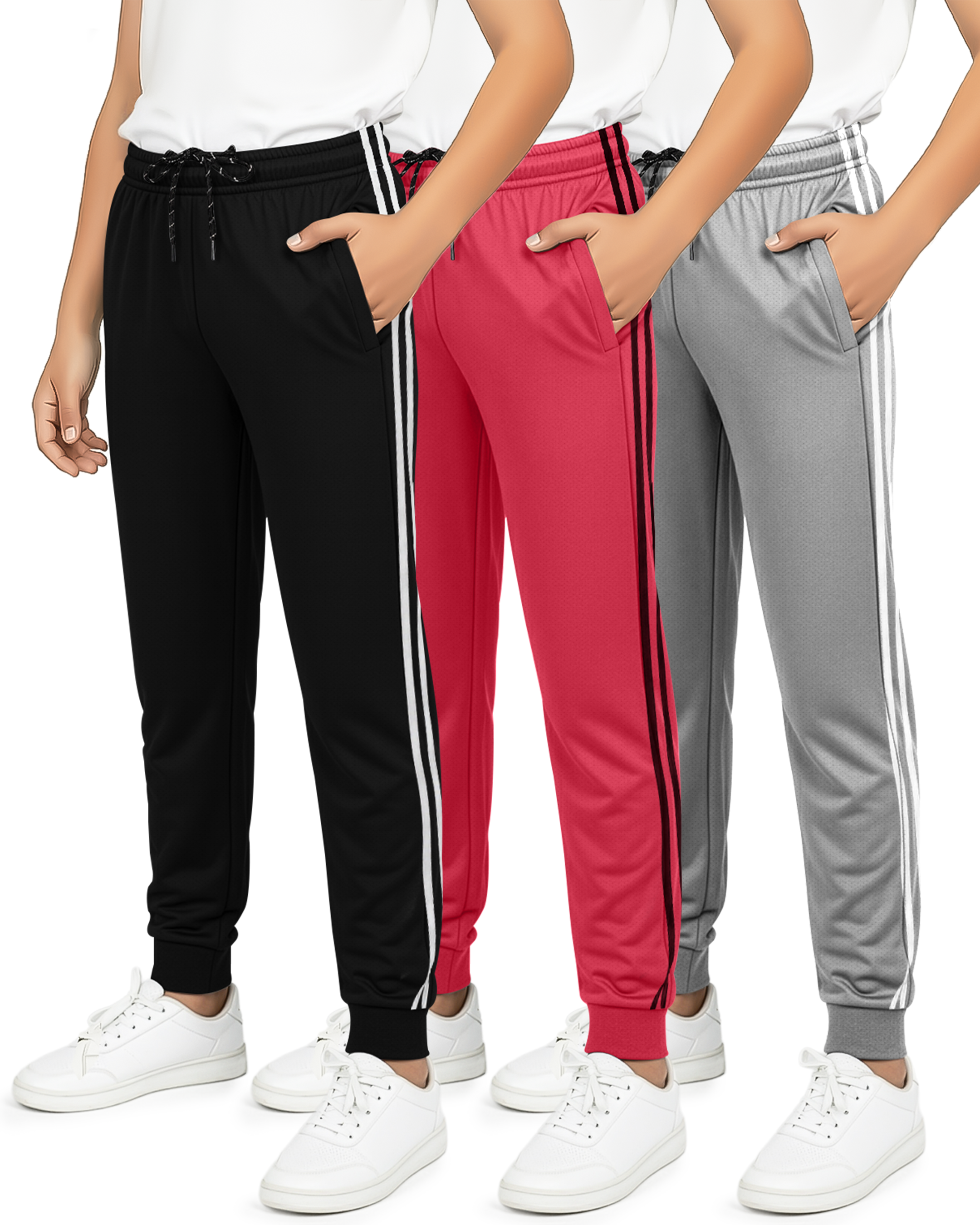 3 Pack: Boys Mesh Active Casual Jogger Sweatpants