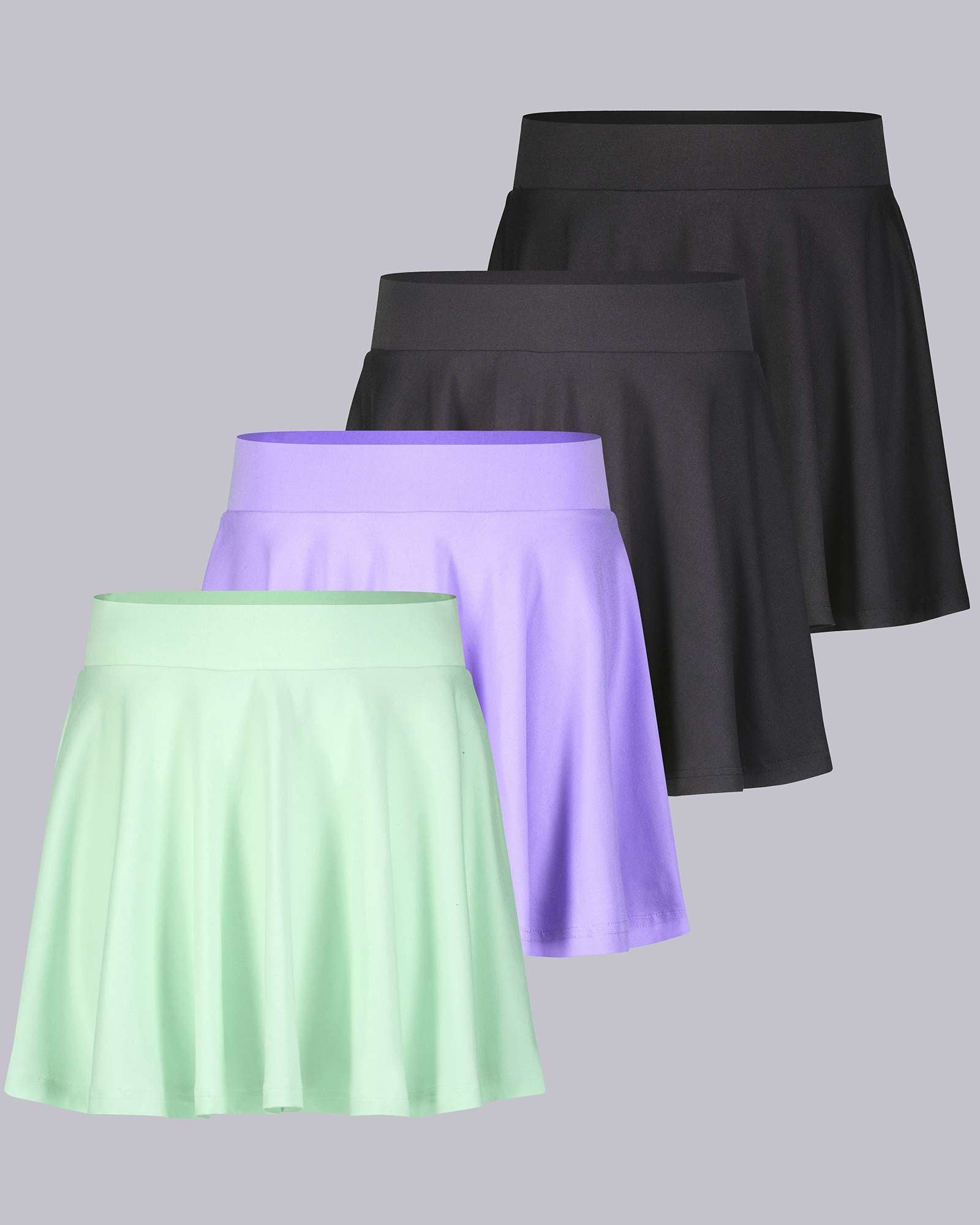 4 Pack: Women's Soft Casual Pleated Mini Skirt