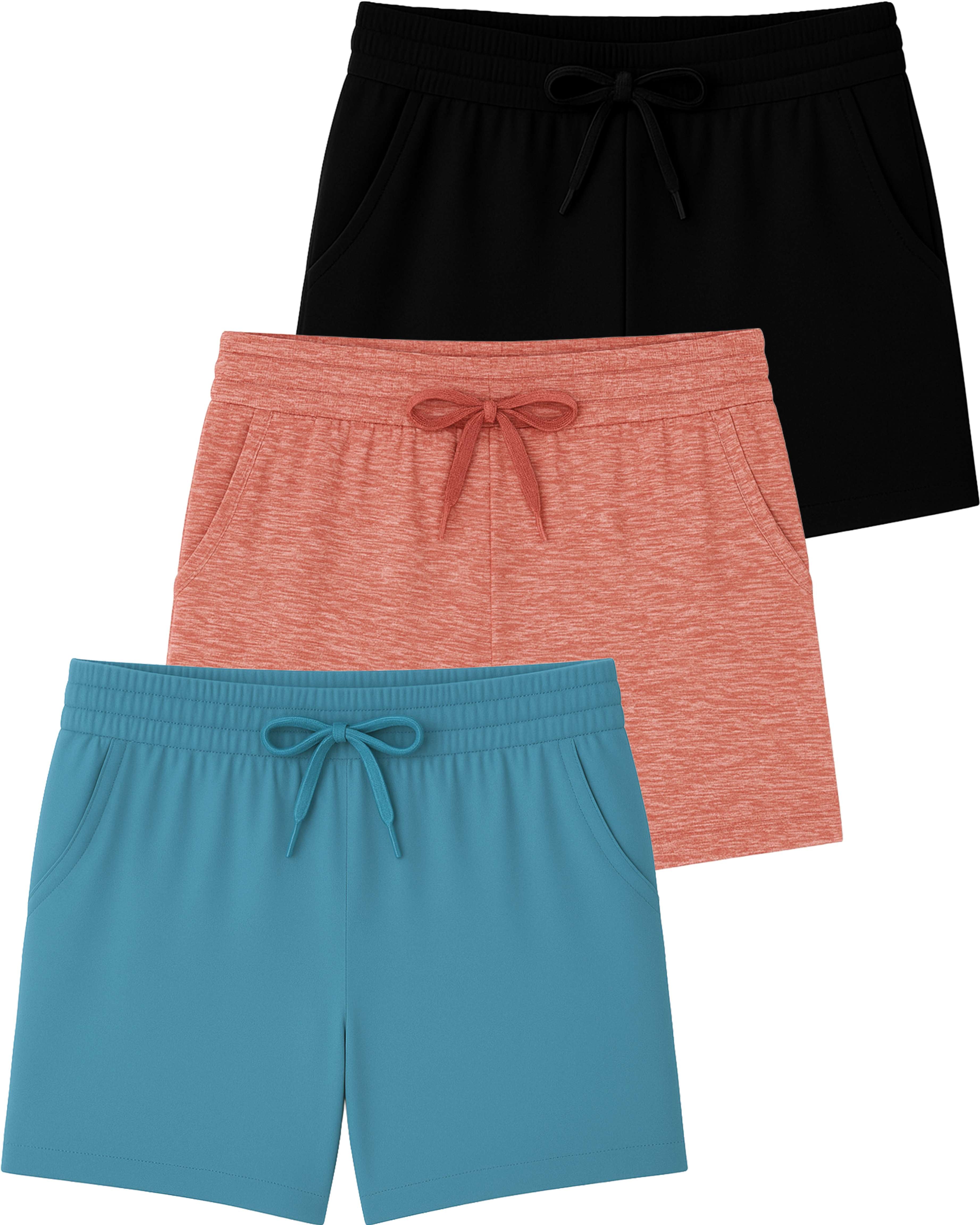 3 Pack: Girls' Lounge Comfy Shorts with Drawstring