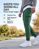 Real Essentials 3 Pack Mens Fleece Cargo Joggers Sweatpants Cuffed Athletic Gym Pockets - Solid Black, Solid Hunter Green, Solid Quiet Shade