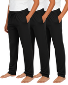 Real Essentials 3 Pack Boys' Pajama Sweatpants Joggers Open Bottom Kids Teens PJs Sweats - Set 1