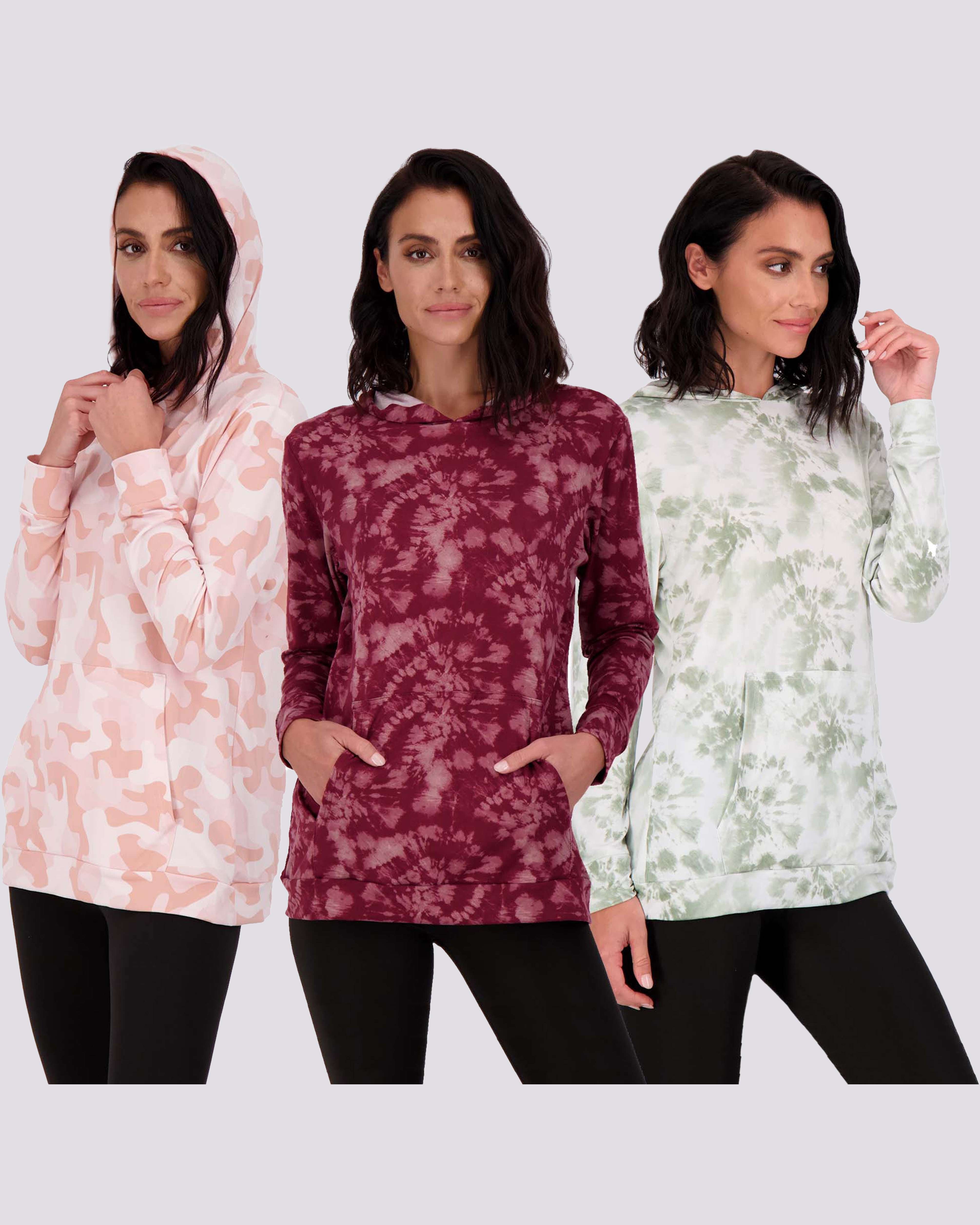 3 Pack: Womens Super-Soft Lounge Hoodie Pullover Sweatshirt