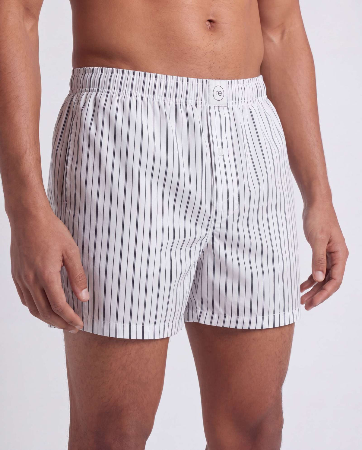 Real Essentials 3 Pack Mens Cotton Pajama Shorts Poplin Woven Lounge Sleep PJs with Pockets - Solid Black, Clear Sky Stripe, Bright White Stripe