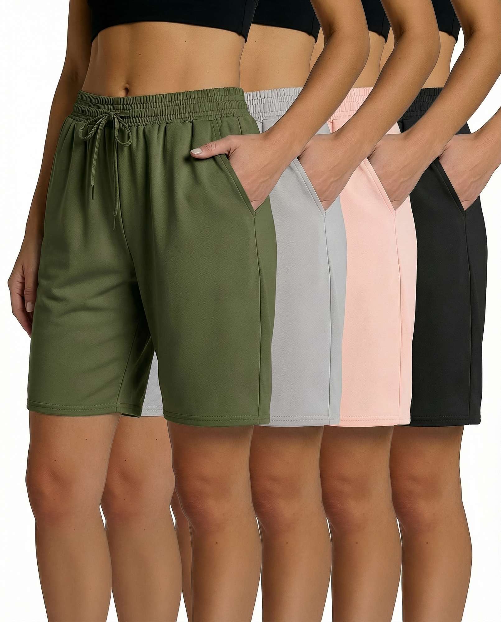 4 Pack: Womens Dry-Fit 7" Bermuda Shorts