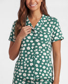 Real Essentials 2 Pack Women's Pajama Sets Lounge Set 2 Piece Button Up PJ Sleepwear Ladies - Mistletoe Flowers, Carinaria Hearts