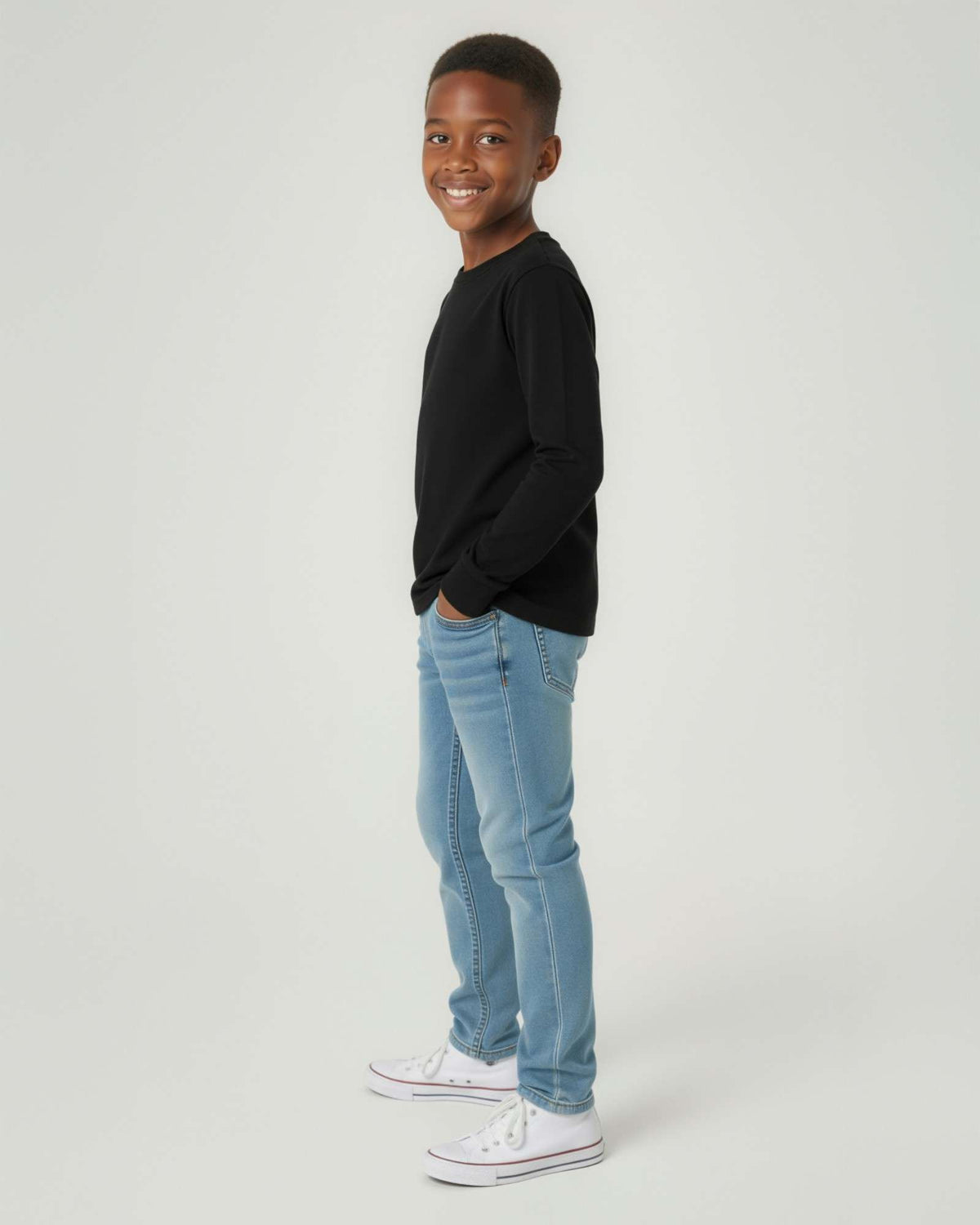 Real Essentials 5 Pack Boys' Cotton Long Sleeve Jersey T Shirts Kids School Youth Tees - Set 4