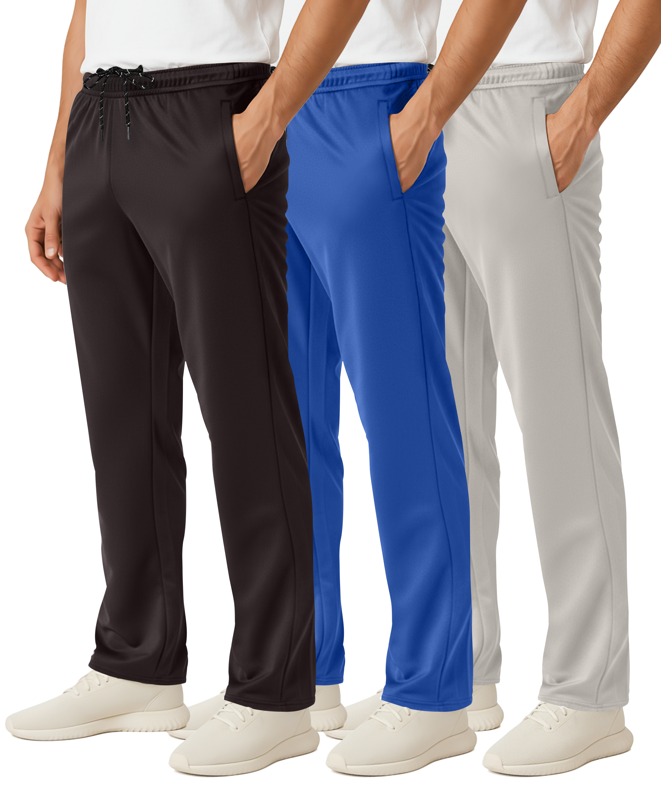 3 Pack: Mens Mesh Active Open Bottom Sweatpants