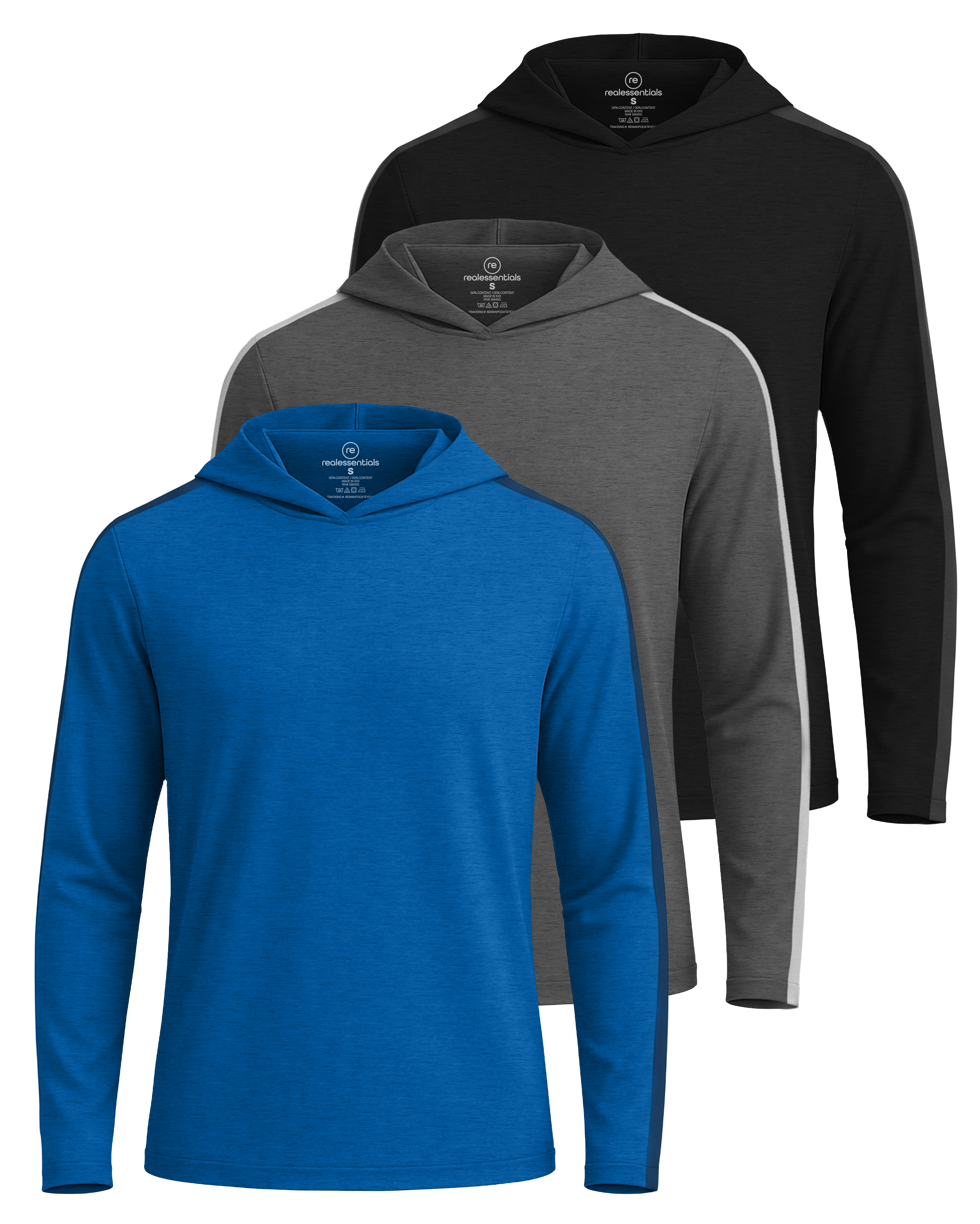3 Pack: Mens Dry Fit Active Hoodie Pullover Sweatshirt