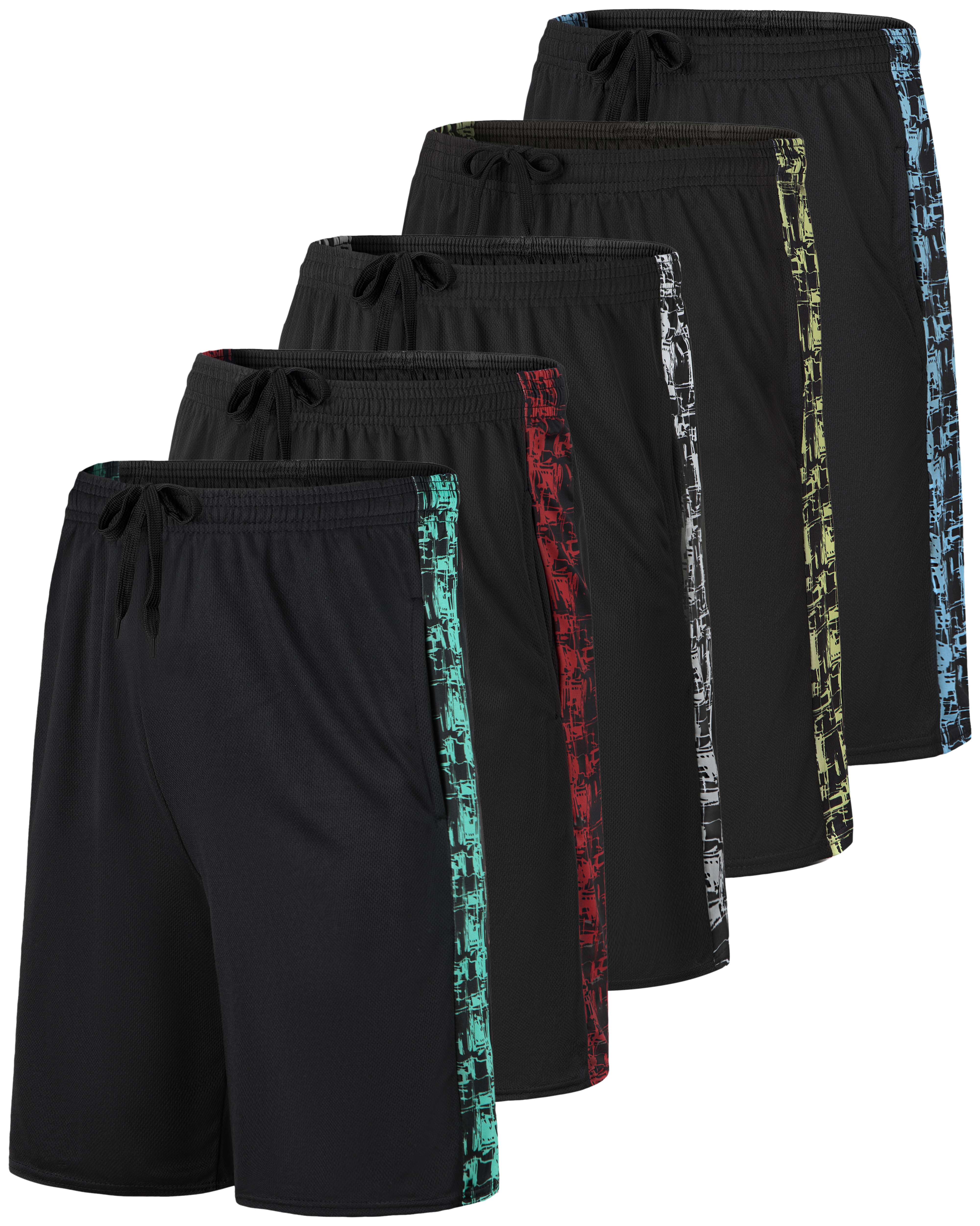 5 Pack: Men's Mesh Athletic Gym Shorts