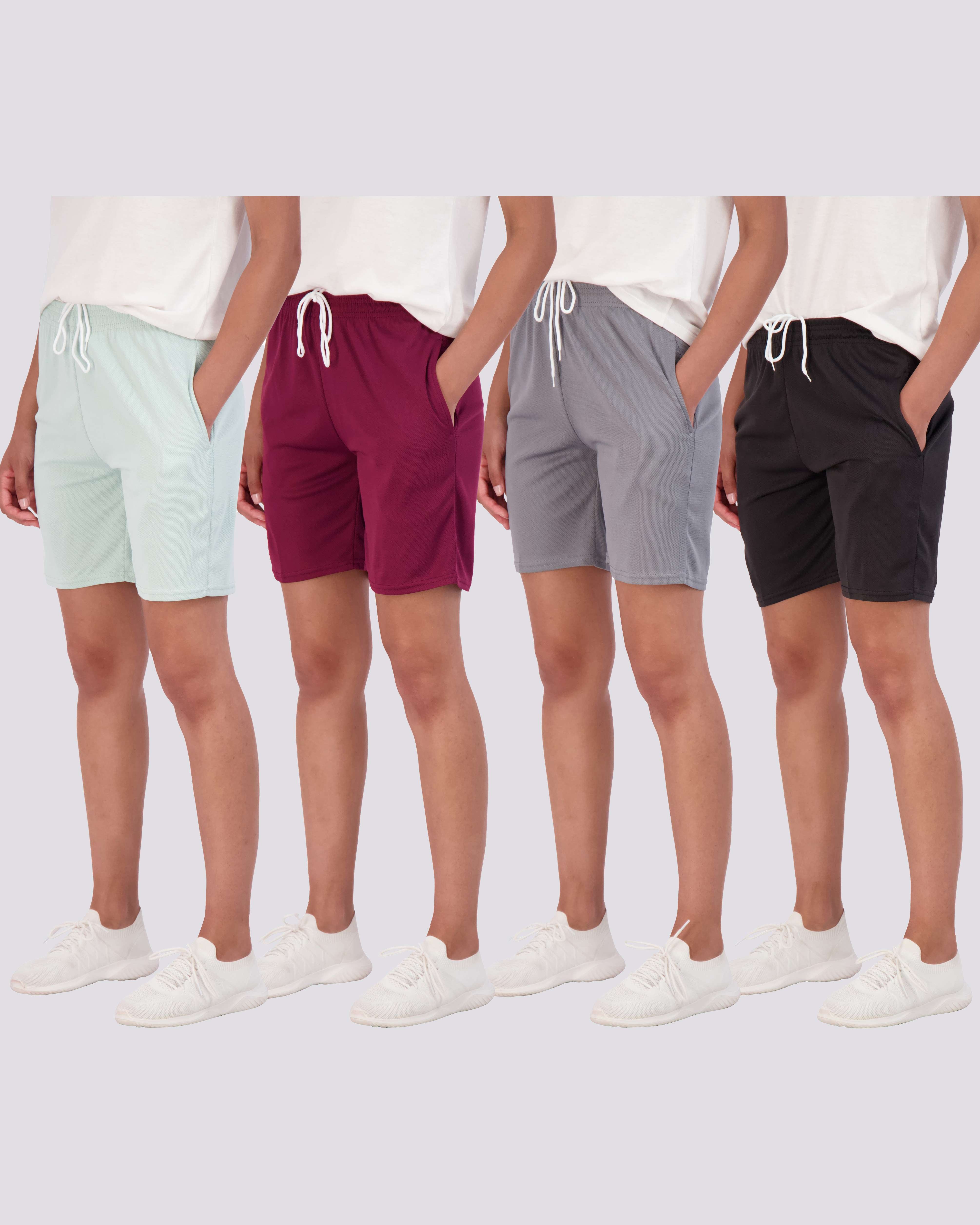4 Pack: Women's 7" Mesh Quick-Dry Bermuda Shorts