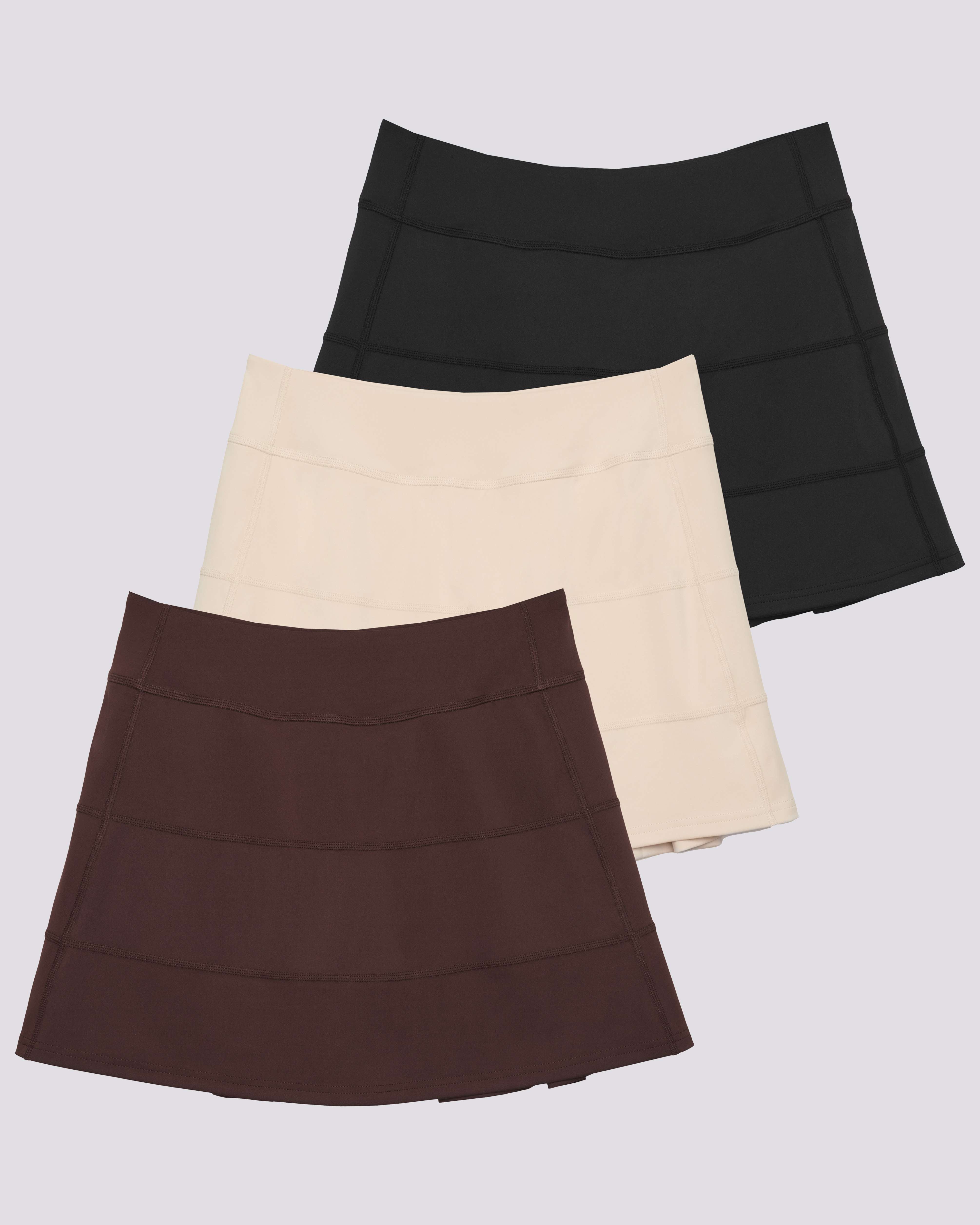 3 Pack: Women's 14" Pleated Tennis Skorts with Pockets