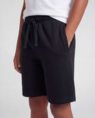 Real Essentials 3 Pack Boys' Fleece Shorts Athletic Gym Kids Teens Pajama Sleep Pockets - Solid Black, Charcoal Heather, Grey Heather