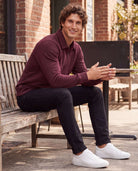 Real Essentials 2 Pack Mens Fleece Quarter Zip Sweatshirt Sweater Collared Long Sleeve Top - Solid Burgundy, Grey Heather