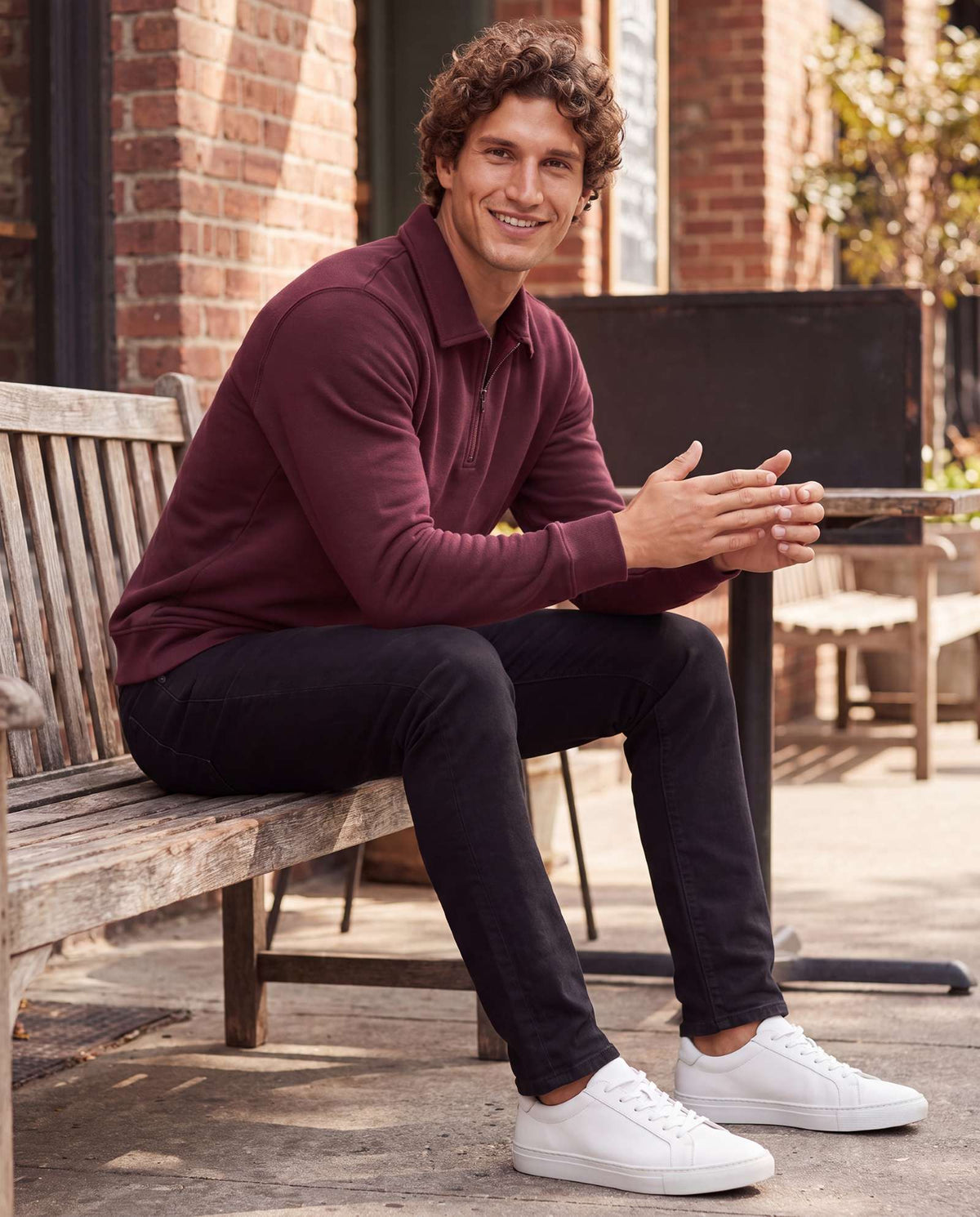 Real Essentials 2 Pack Mens Fleece Quarter Zip Sweatshirt Sweater Collared Long Sleeve Top - Solid Burgundy, Grey Heather