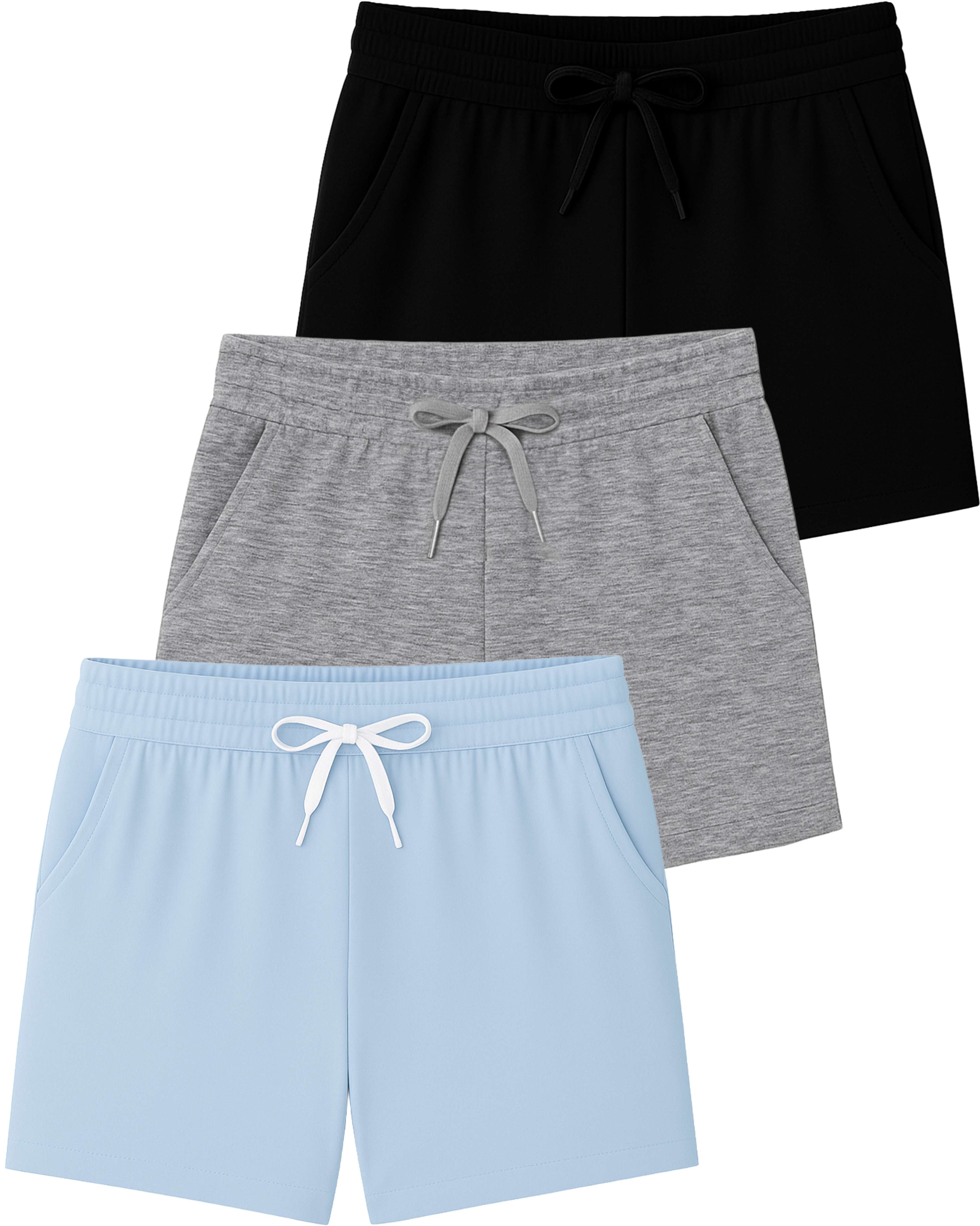 3 Pack: Girls' Lounge Comfy Shorts with Drawstring