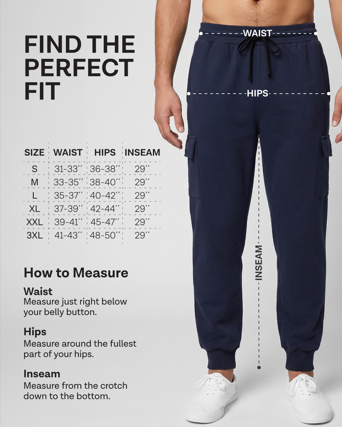 Real Essentials 3 Pack Mens Fleece Cargo Joggers Sweatpants Cuffed Athletic Gym Pockets - Solid Black, Solid Navy Blazer, Charcoal Heather