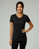 Real Essentials 5 Pack Womens Dry Fit V Neck Workout Tops Athletic T Shirts Gym Yoga Tees - Set 5