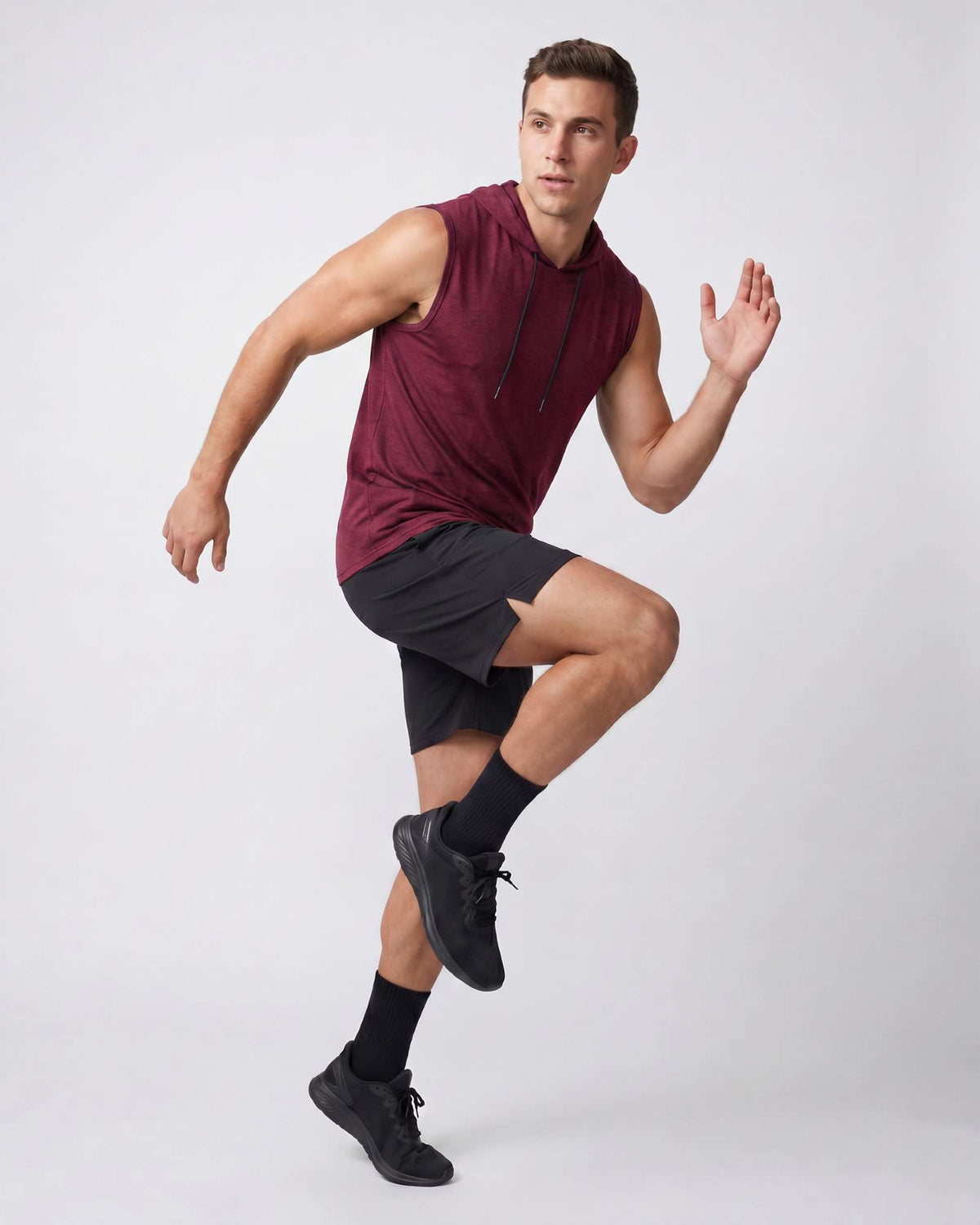 Real Essentials 3 Pack Men's Dry Fit Tank Top Hoodie Sleeveless Workout Gym Muscle Shirts - Set 1