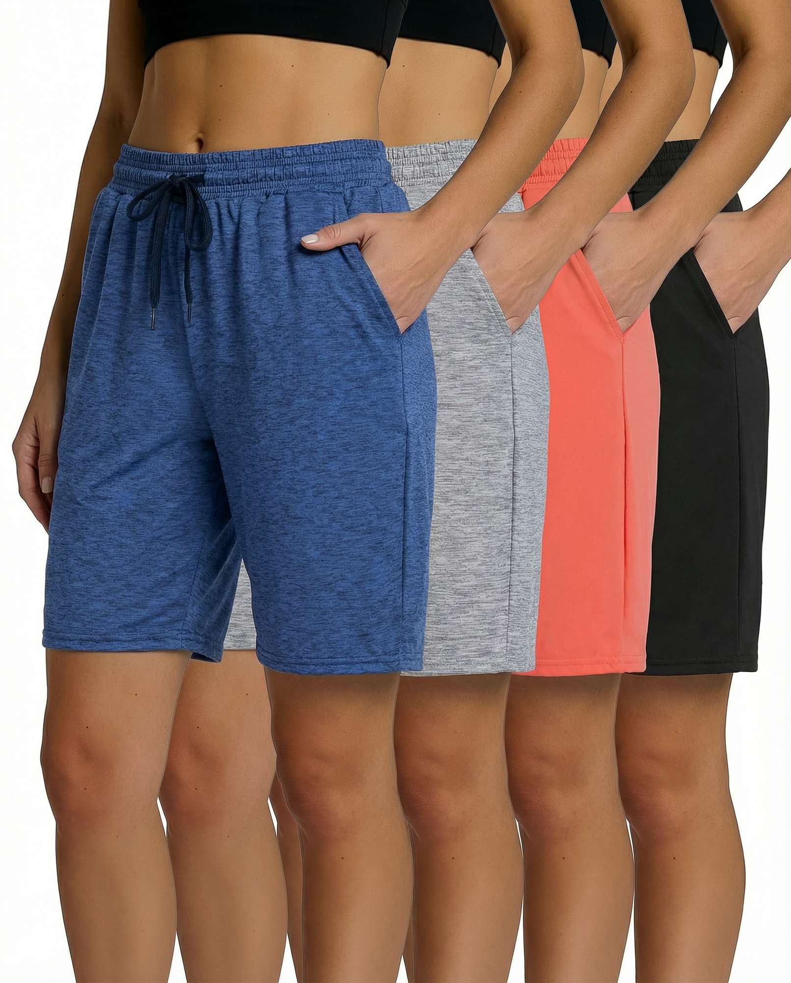 4 Pack: Womens Dry-Fit 7" Bermuda Shorts