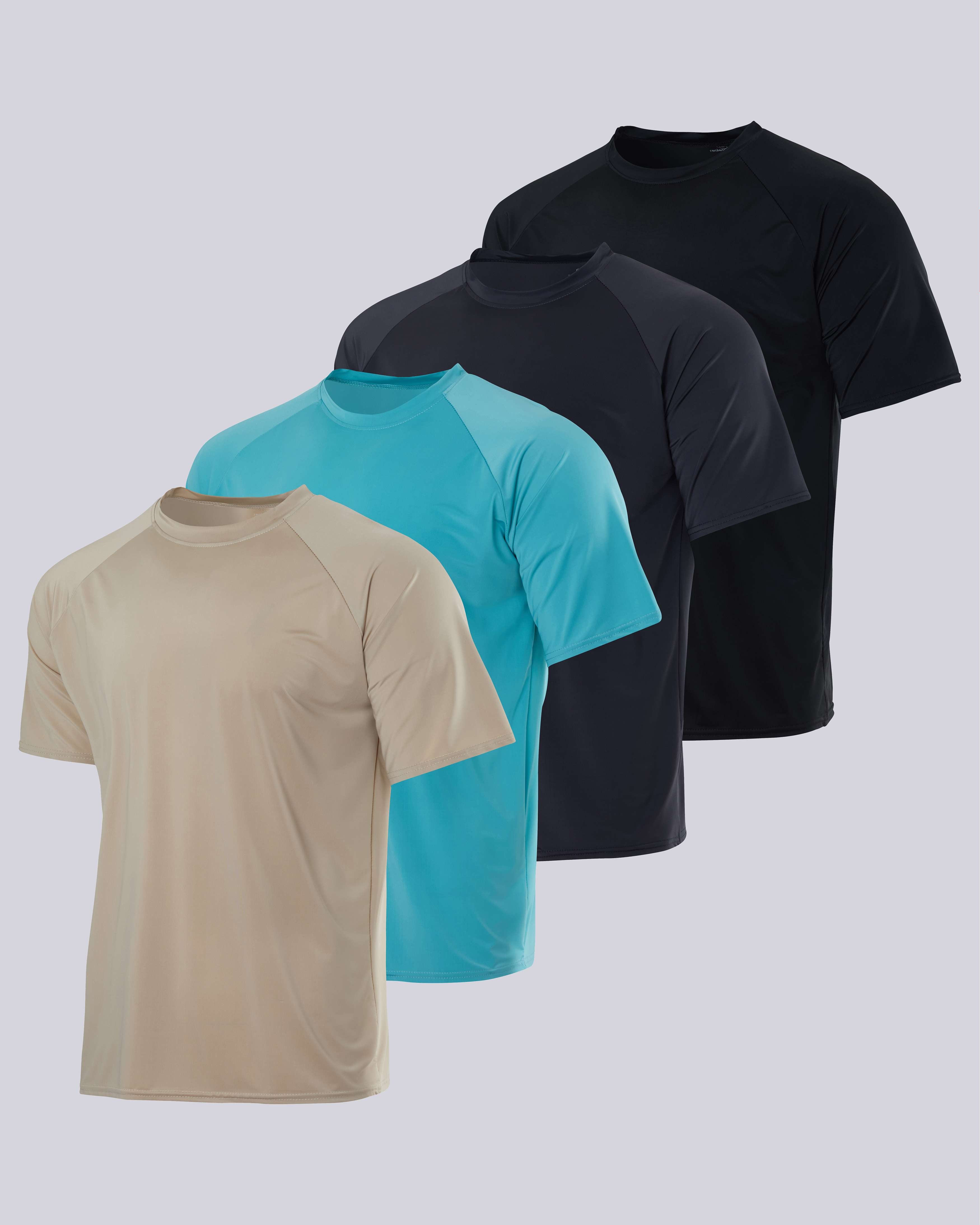 4 Pack: Men's Short Sleeve Rash Guard Shirt (Available In Big & Tall)