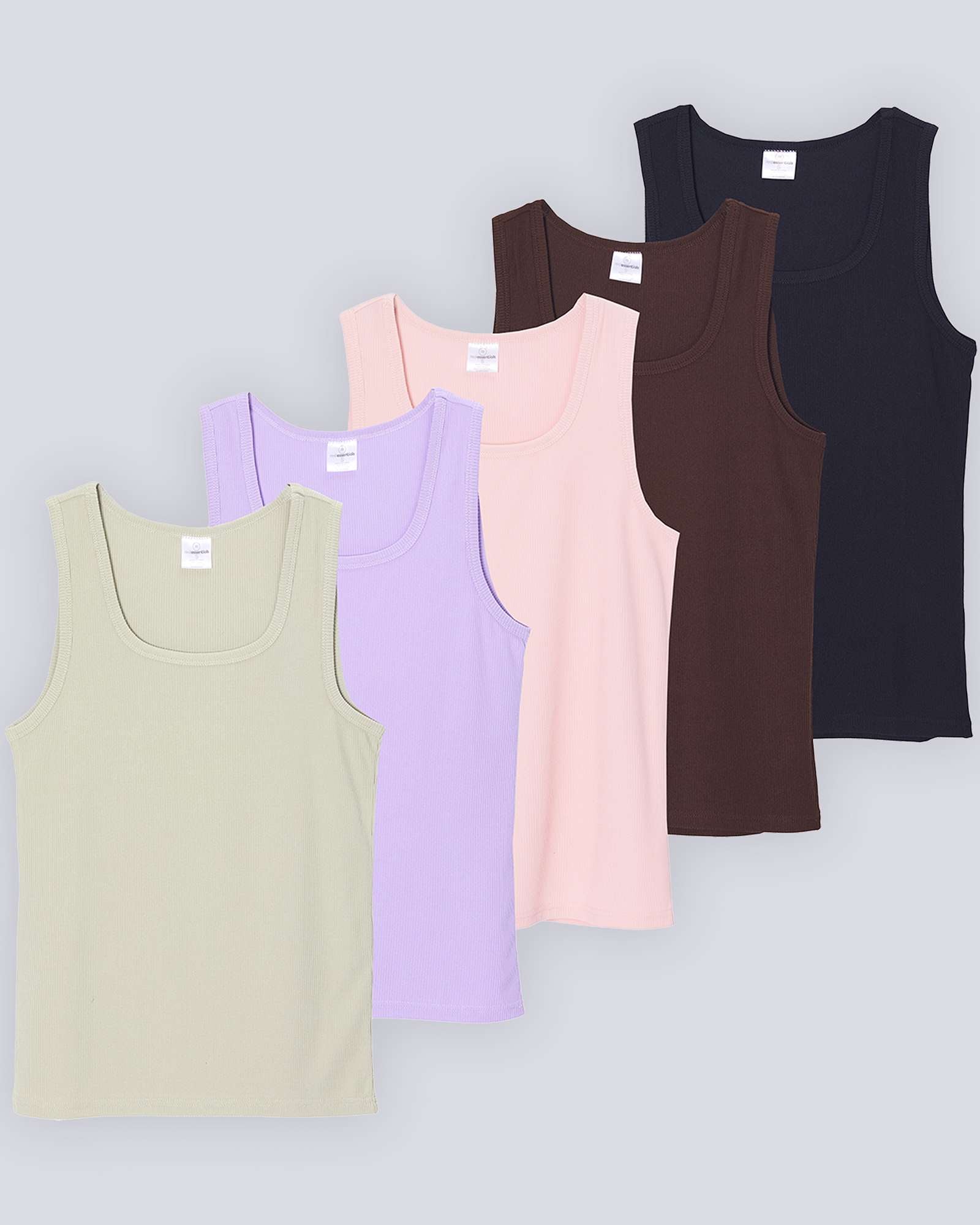5 Pack: Women's Ribbed Sleeveless Tank Top - Yoga Casual Tops