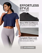 Real Essentials 5 Pack Women's Dry Fit Crop Top Workout T Shirts Short Sleeve Athletic Gym - Set 9