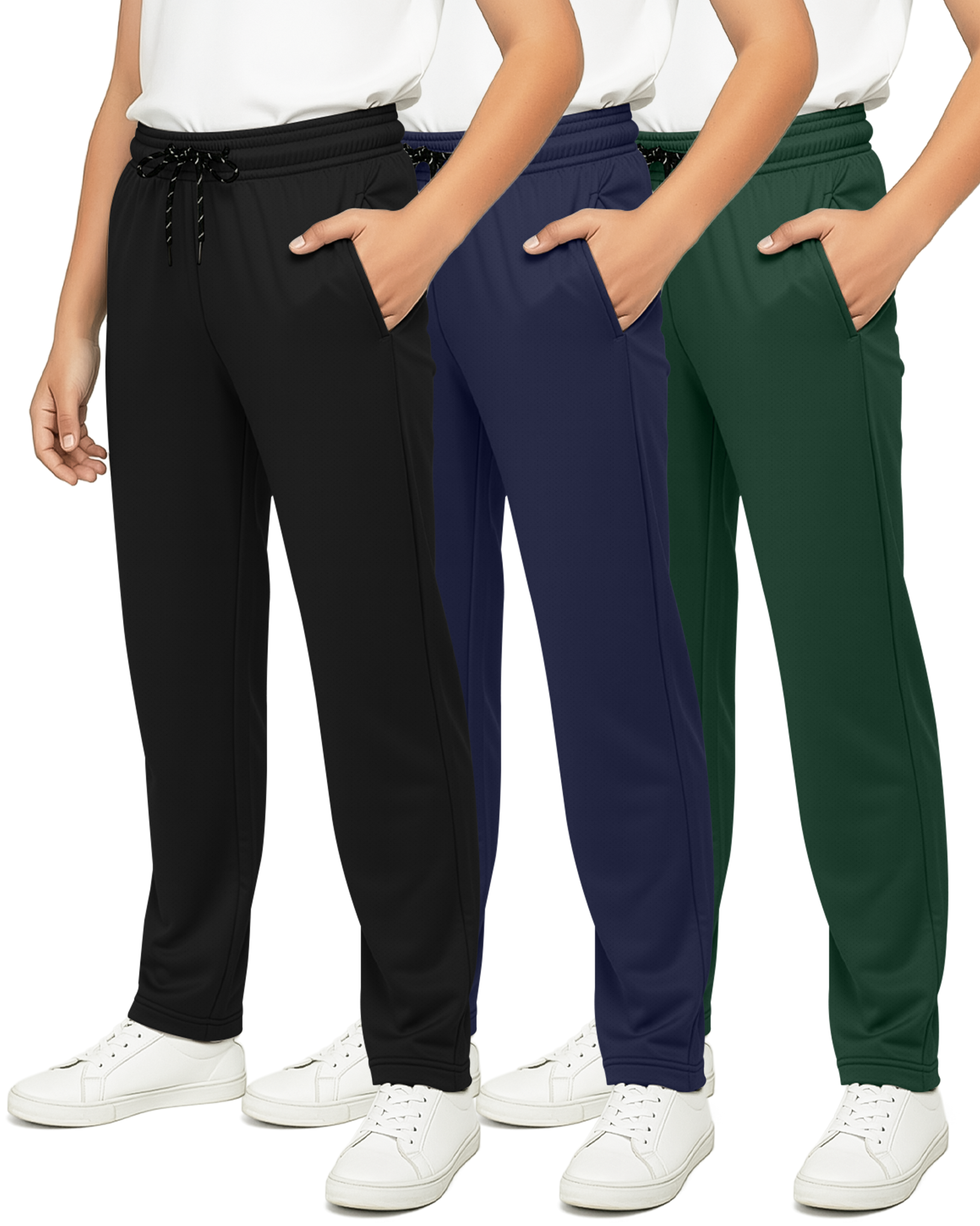 3 Pack: Boys Mesh Open Bottom Active Sweatpants