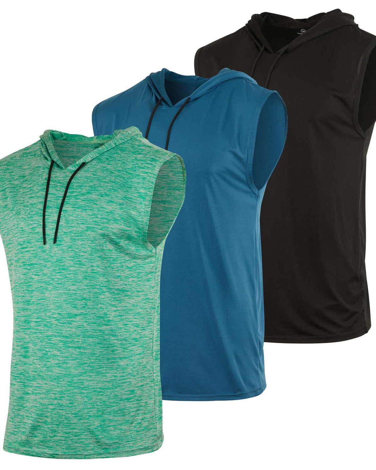 Real Essentials 3 Pack Men's Dry Fit Tank Top Hoodie Sleeveless Workout Gym Muscle Shirts - Set 7