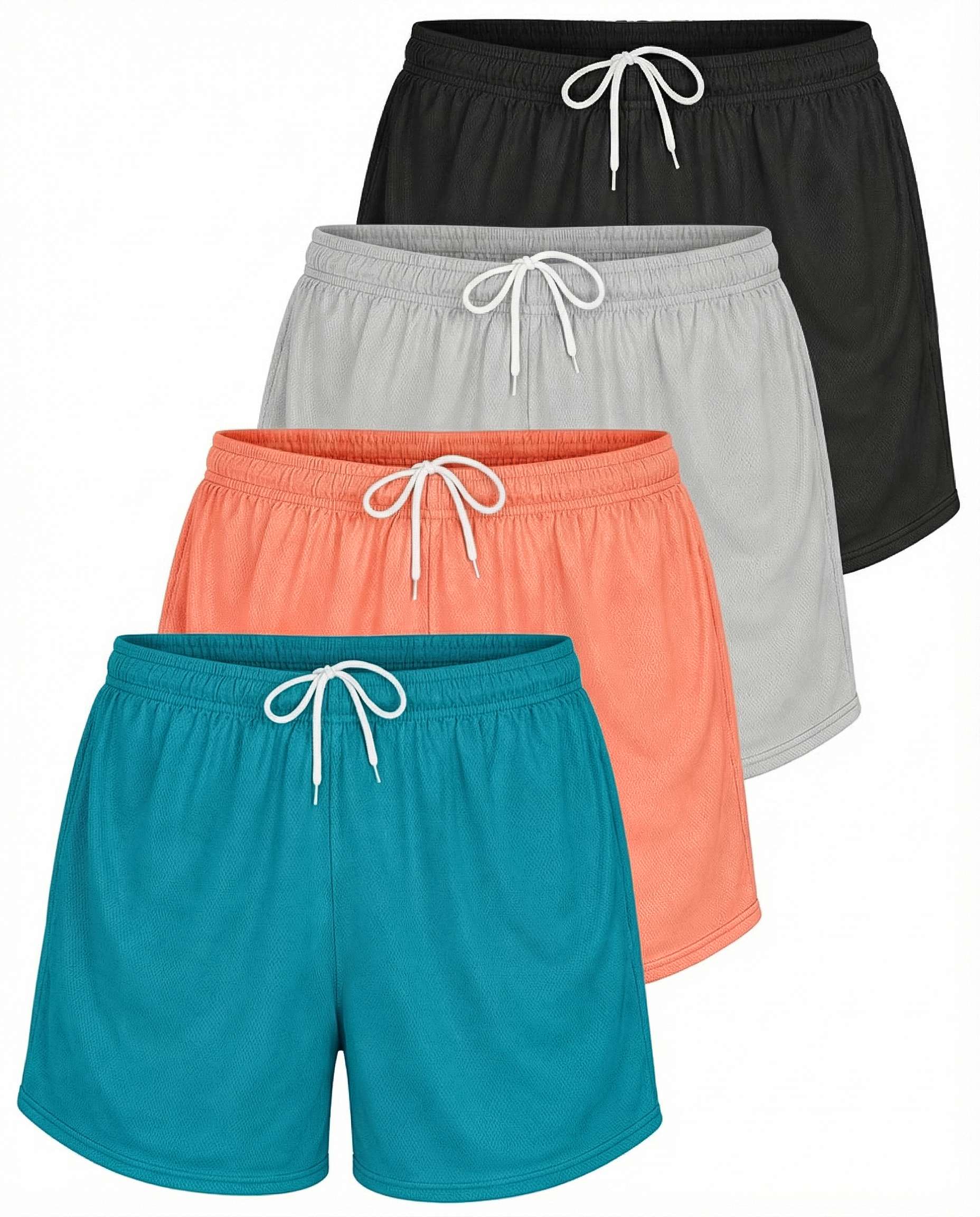 4 Pack: Womens Active Mesh Shorts