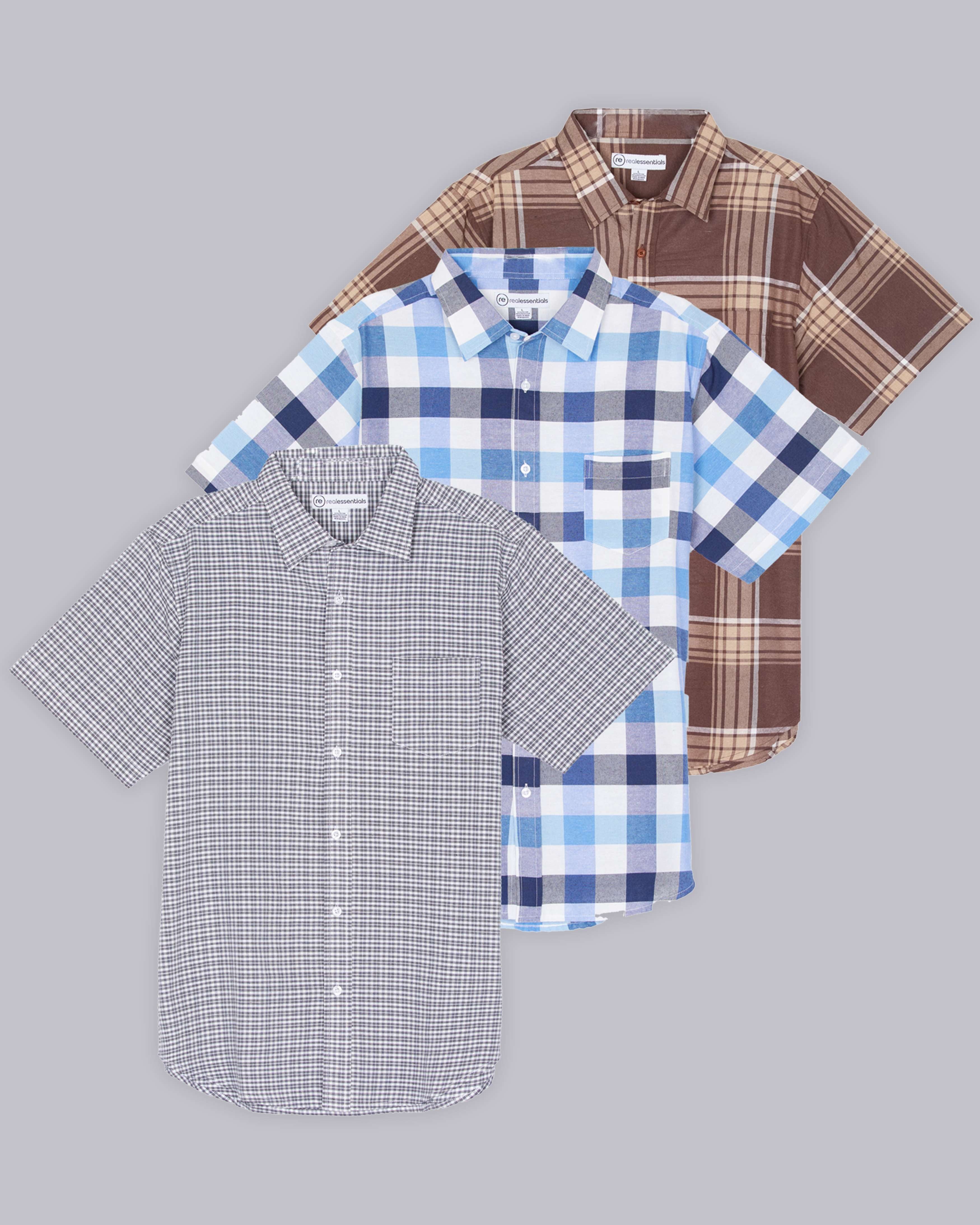3 Pack: Men's Regular-Fit Short Sleeve Woven Shirt