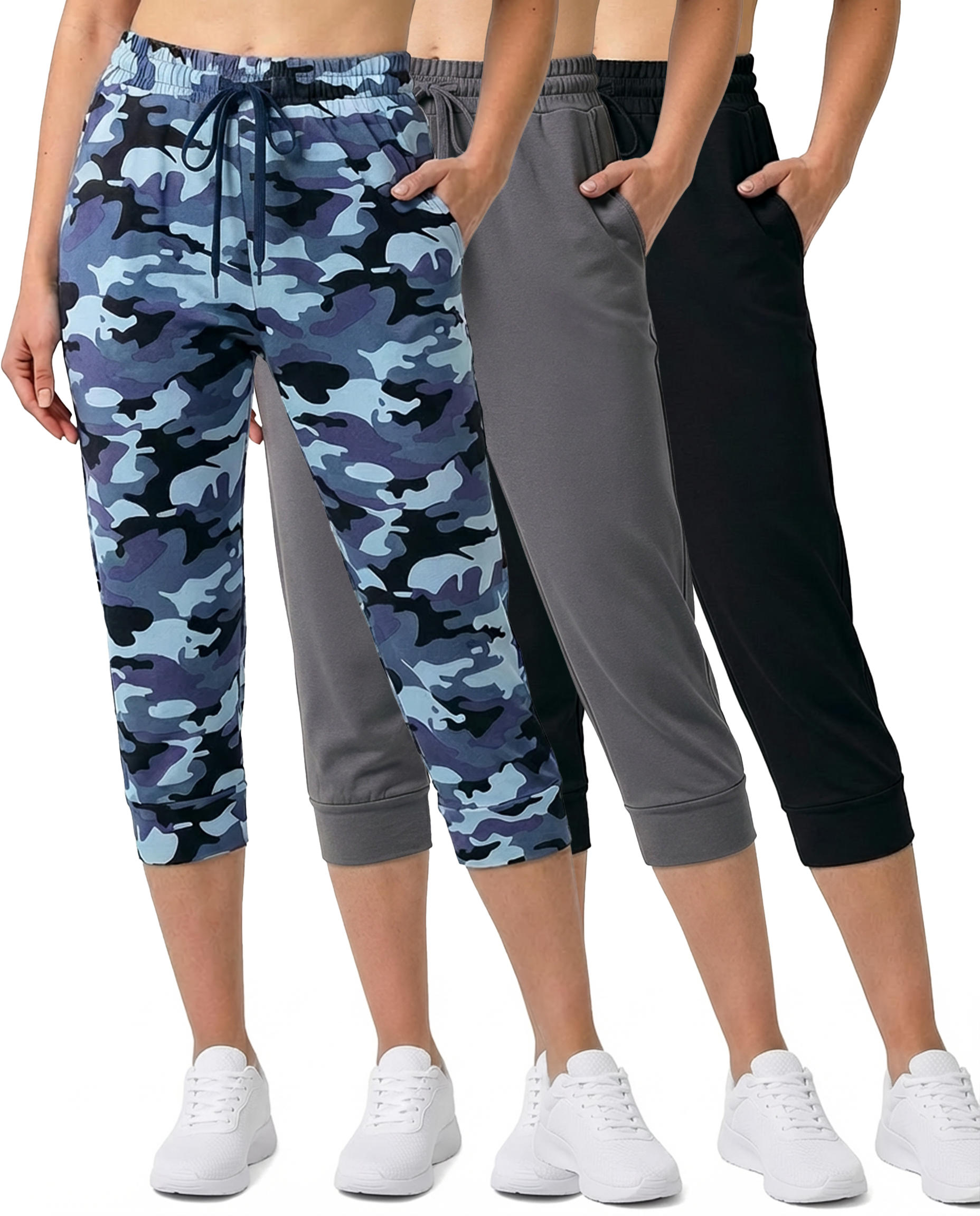 3 Pack: Women's Capri Joggers (Available in Plus Size)