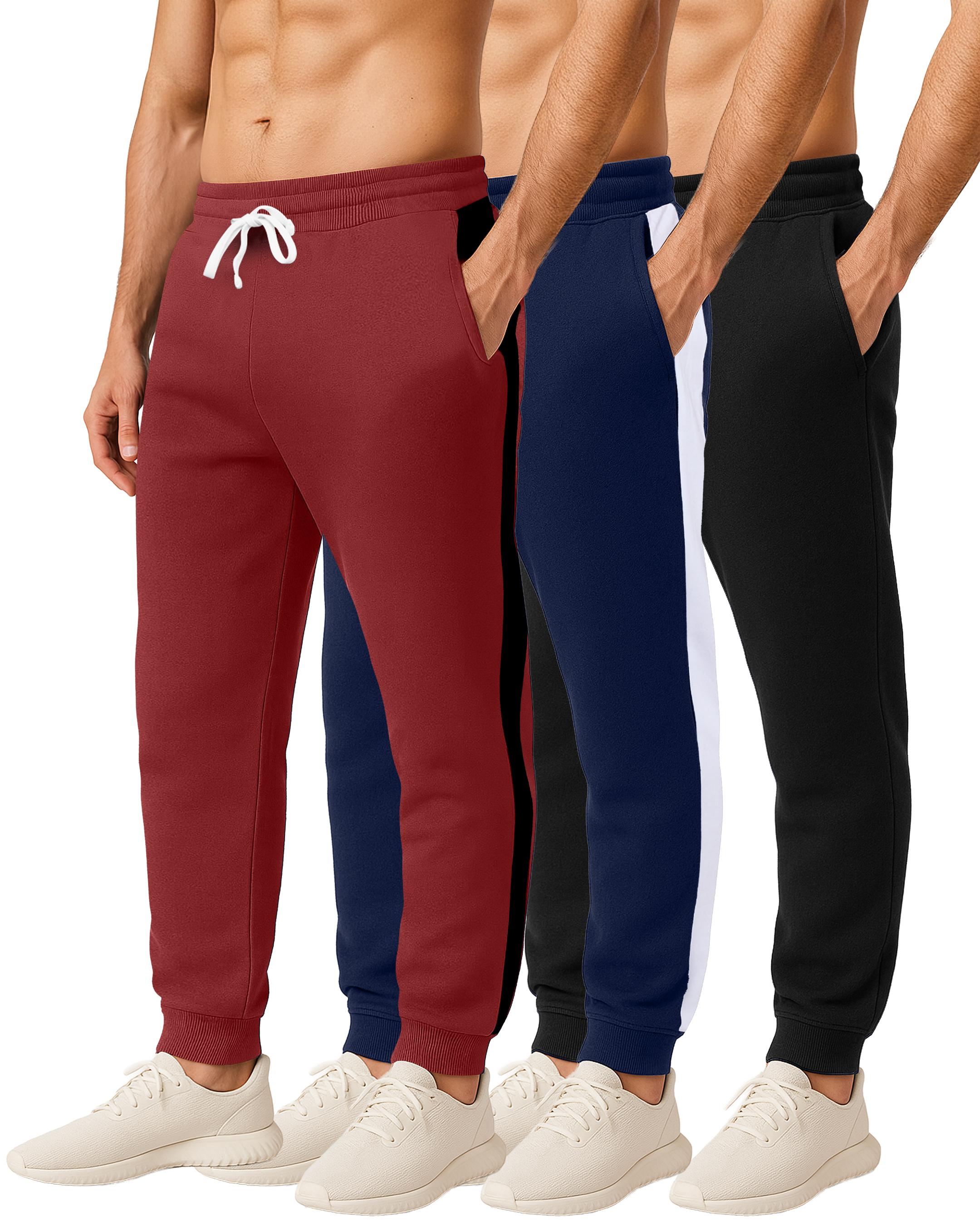 3 Pack: Mens Fleece Jogger Sweatpants