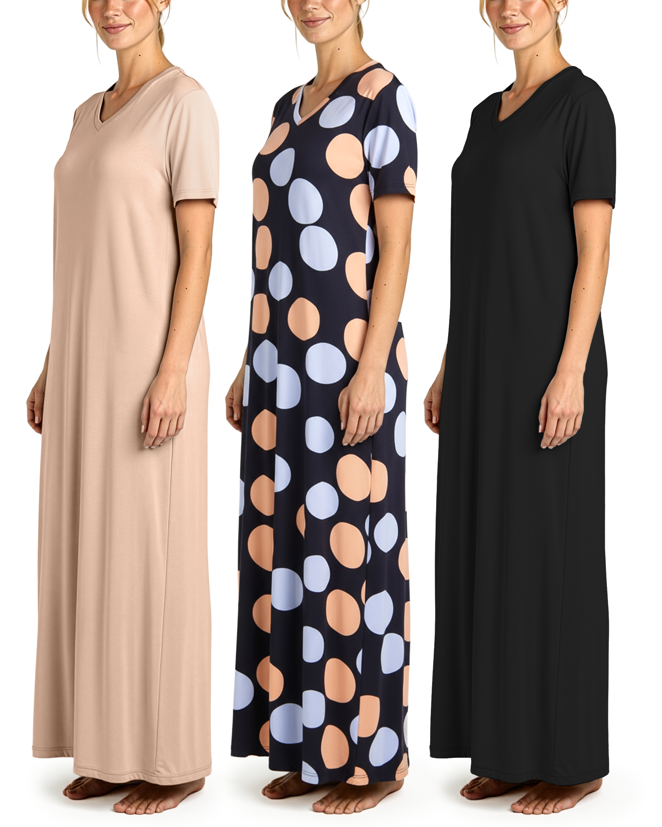 3 Pack: Women's Soft Maxi Nightshirt (Available in Plus Size)