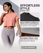 Real Essentials 5 Pack Women's Dry Fit Crop Top Workout T Shirts Short Sleeve Athletic Gym - Set 8