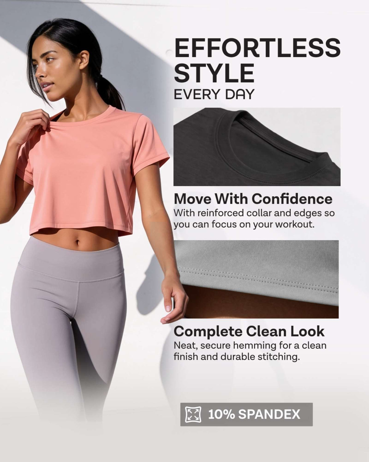 Real Essentials 5 Pack Women's Dry Fit Crop Top Workout T Shirts Short Sleeve Athletic Gym - Set 8