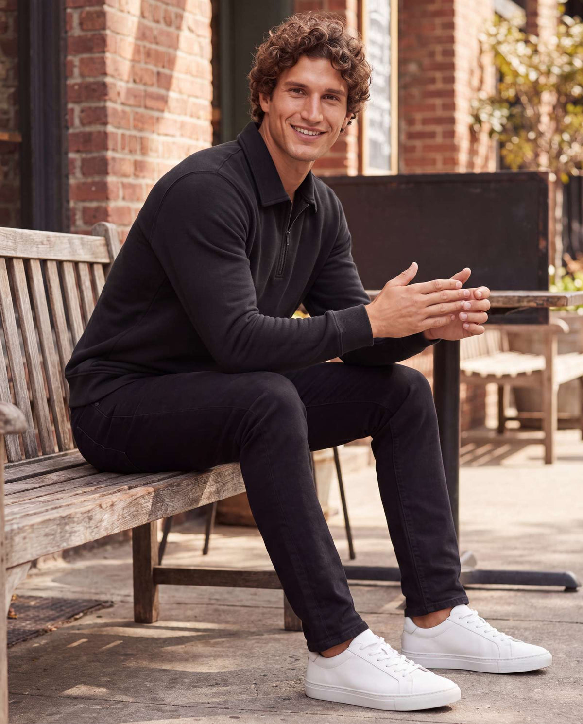 Real Essentials 2 Pack Mens Fleece Quarter Zip Sweatshirt Sweater Collared Long Sleeve Top - Solid Black, Solid Black